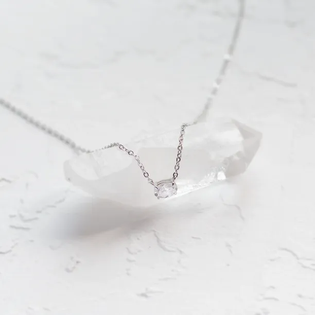 Gold necklace with oval moissanite ARIA Image