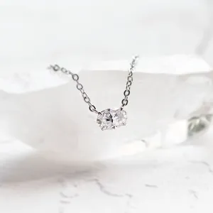 Gold necklace with oval moissanite ARIA
