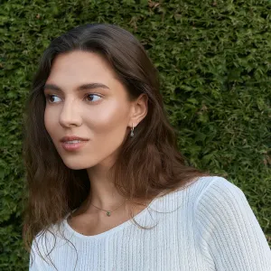 Gold necklace with round moss agate SIOBHAN Thumbnail
