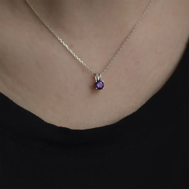 Jemný zlatý náhrdelník s ametystem SHANNON Image