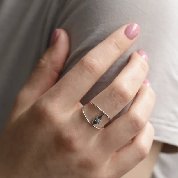 Dvojitý prsten ze zlata se salt´n´pepper diamantem GRAINNE Image