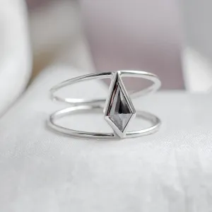 Dvojitý prsten ze zlata se salt´n´pepper diamantem GRAINNE Thumbnail