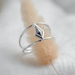 Dvojitý prsten ze zlata se salt´n´pepper diamantem GRAINNE Thumbnail