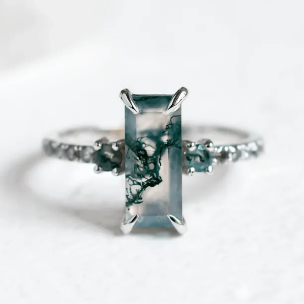 Elegantní prsten s mechovým achátem a diamanty CARA Image