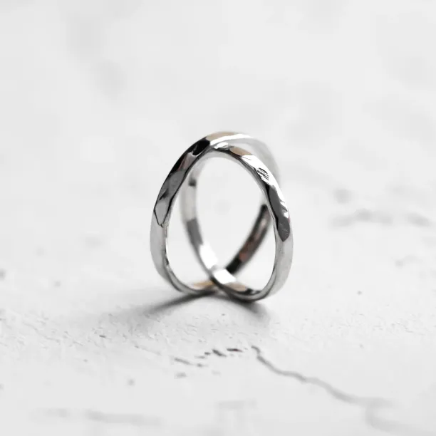 Unusual hammered wedding bands VIOLA Image