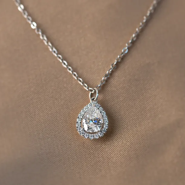 Gold halo pendant with moissanites GLORY Image