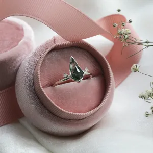 Zlatý prsten s mechovým achátem a diamanty KIRA Thumbnail