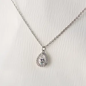 Gold halo pendant with moissanites GLORY Thumbnail