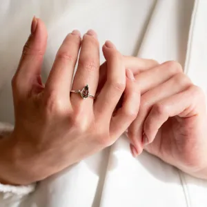 Minimalist ring with rutil quartz and diamonds KIRA