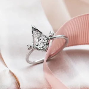 Minimalistický prsten s rutil quartzem a diamanty KIRA Thumbnail