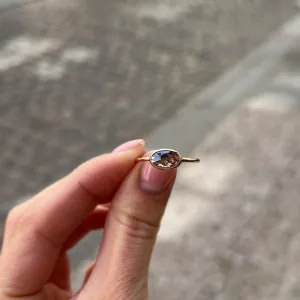 Zlatý prsten s oválným salt and pepper diamantem KARLIN Thumbnail