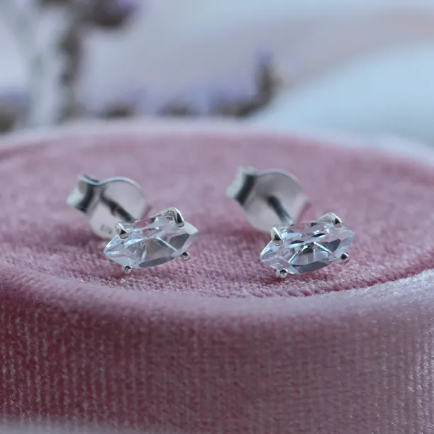 Zlaté náušnice s bílými topazy FELI Image