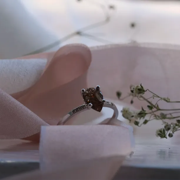 Zlatý prstýnek se salt and pepper diamantem a malými diamanty ROXANE Image