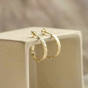 Zlaté kruhové náušnice s nerovnoměrným tvarem BREE Thumbnail