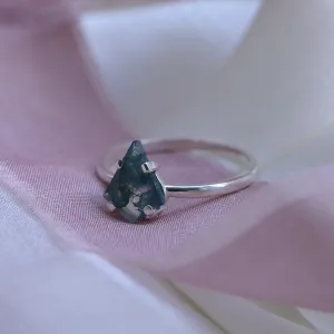 Minimalistický prsten ze zlata s mechovým achátem BERTA Thumbnail