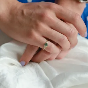 Noble gold ring with moss agate and diamonds MONNY Thumbnail