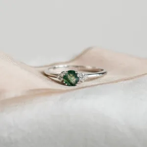 Noble gold ring with moss agate and diamonds MONNY Thumbnail