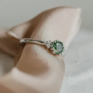 Noble gold ring with moss agate and diamonds MONNY Thumbnail