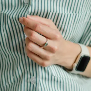 Noble gold ring with moss agate and diamonds MONNY Thumbnail