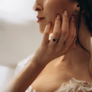 Moss agate gold ring OLLY