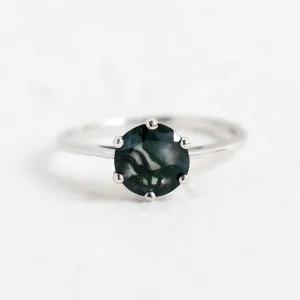 Moss agate gold ring OLLY