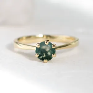Minimalist gold ring with moss agate STAMI