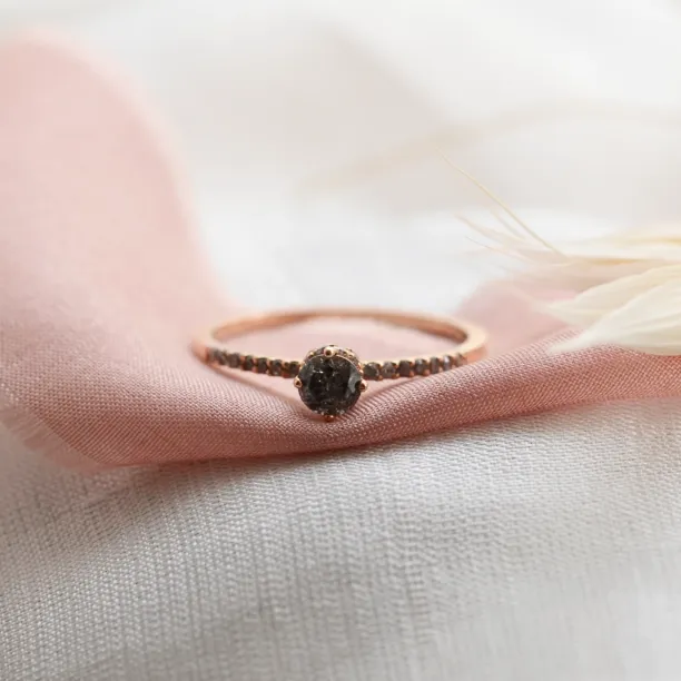 Gold ring with salt and pepper diamonds SANI Image