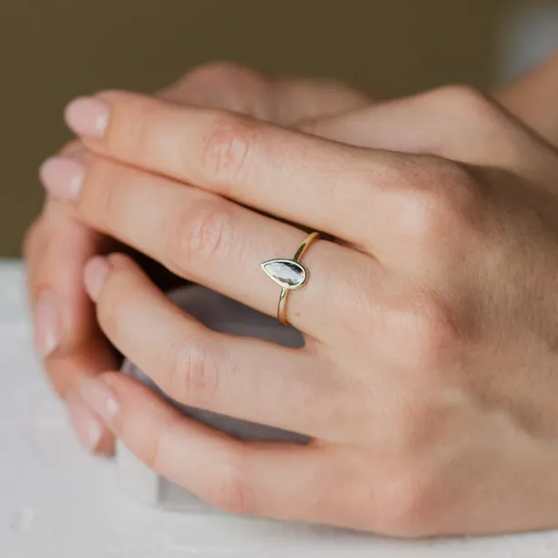 Minimalist gold ring with salt and pepper diamond REED Image