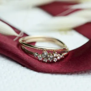 Gold rings set with salt and pepper diamonds FLYN Thumbnail