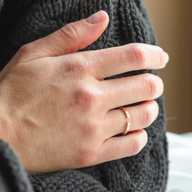 Gold minimalistic open ring with diamonds SILVIA Image