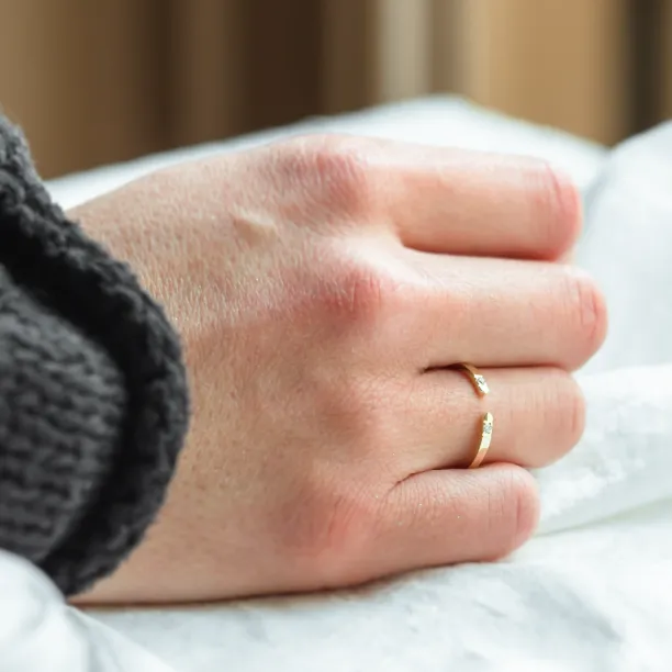 Gold minimalistic open ring with diamonds SILVIA Image