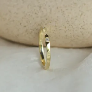 Gold minimalistic open ring with diamonds SILVIA Thumbnail