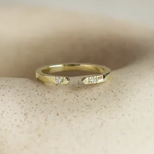 Gold minimalistic open ring with diamonds SILVIA