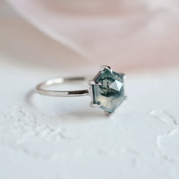 Zlatý prsten s mechový achátem ELIONOR Image