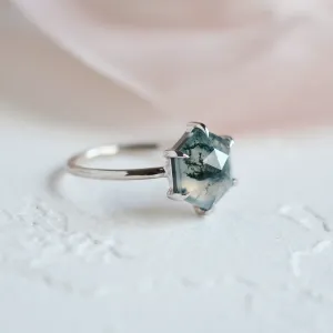 Zlatý prsten s mechový achátem ELIONOR Thumbnail