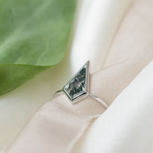 Zlatý prsten s mechový achátem DANA Image