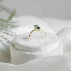 Zlatý minimalistický prsten s mechový achátem MOS Thumbnail