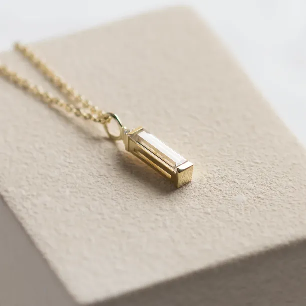 Minimalist moissanite and diamond pendant FELIANA Image