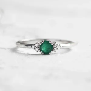 Gold ring with diamonds and emerald MONNY
