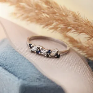 Zlatý prsten se safíry a diamanty  VALLY Thumbnail