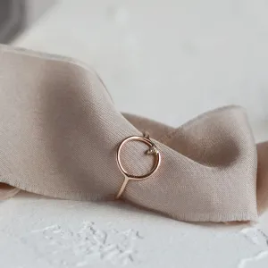 Gold minimalist ring with salt and pepper diamond MERIDA Thumbnail