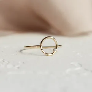 Gold minimalist ring with salt and pepper diamond MERIDA Thumbnail