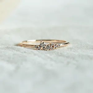 Gold ring with salt and pepper diamonds CLUSTER Thumbnail