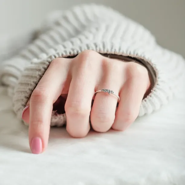 Gold ring with salt and pepper diamonds CLUSTER Image