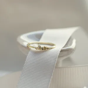 Gold ring with salt and pepper diamonds CLUSTER Thumbnail