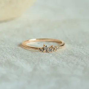 Gold ring with salt and pepper diamonds CLUSTER Thumbnail