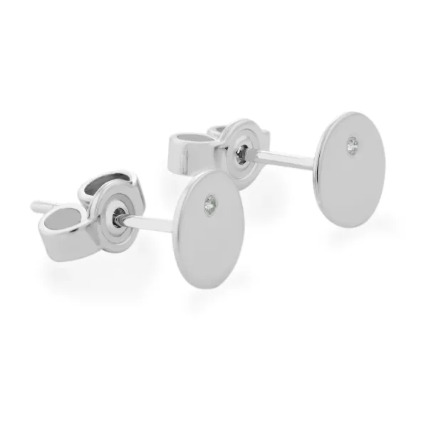 Minimalistické stříbrné puzetové náušnice s diamanty VIOLY Image