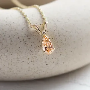 Gold pendant with orange lab grown diamond and classic diamond SOLARIS Thumbnail