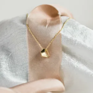 Solid gold necklace with faceted pendant RISO Thumbnail