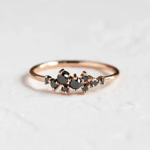 Gold ring with black diamonds CLARA